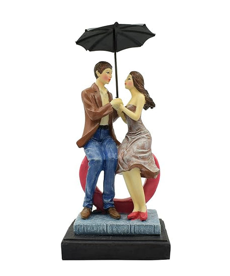 Love Couple Statue Showpiece Sitting on Love Symbol for Home Decor, Engagement and Valentine Day Gift