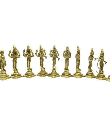 Brass Dasavatharam/Ten Avatars of Vishnu Idols Set