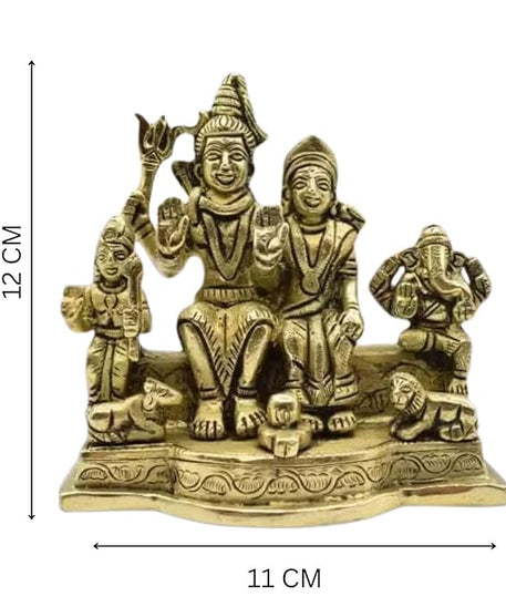 Brass Shiva Parivar Idol with Ganesha and Karthikey