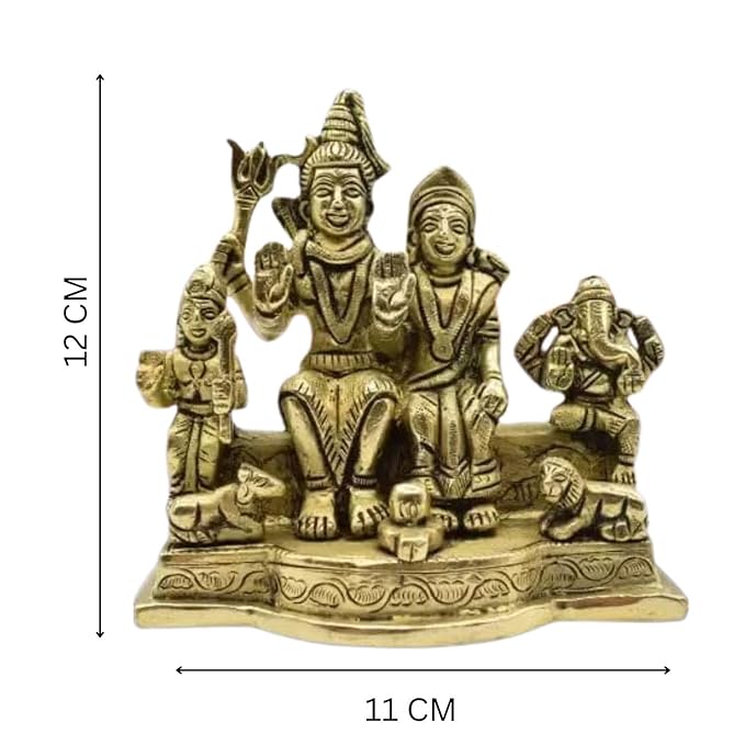 Brass Shiva Parivar Idol with Ganesha and Karthikey