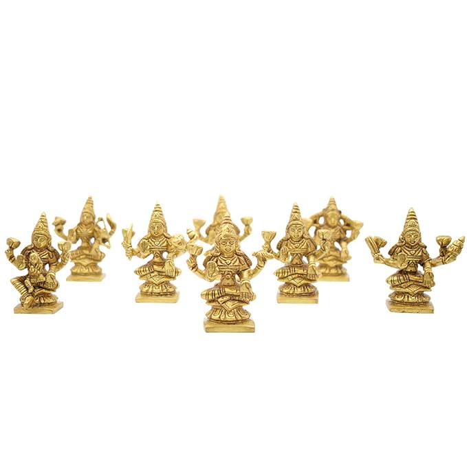 Goddess Ashta Lakshmi Brass Idols Set