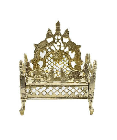 Brass Singhasan with Chatra Used in Temple for Puja