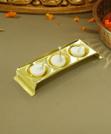 Brass Rectangular Ghee Diya Holder- Small