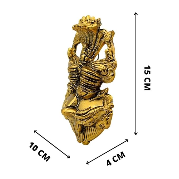 Metal Narsingh Kirtimukha Wall Hanging With Shesh Naag Goldnajarbattu Decorative Showpiece, Kirtimukha For Home Vastu