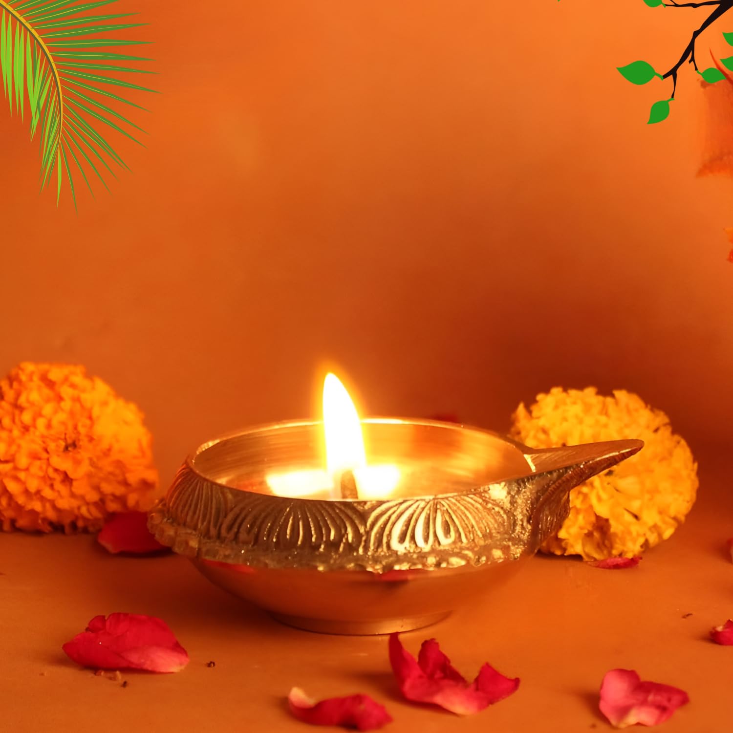 Brass Kuber Diyas Oil Lamps Set Of 2