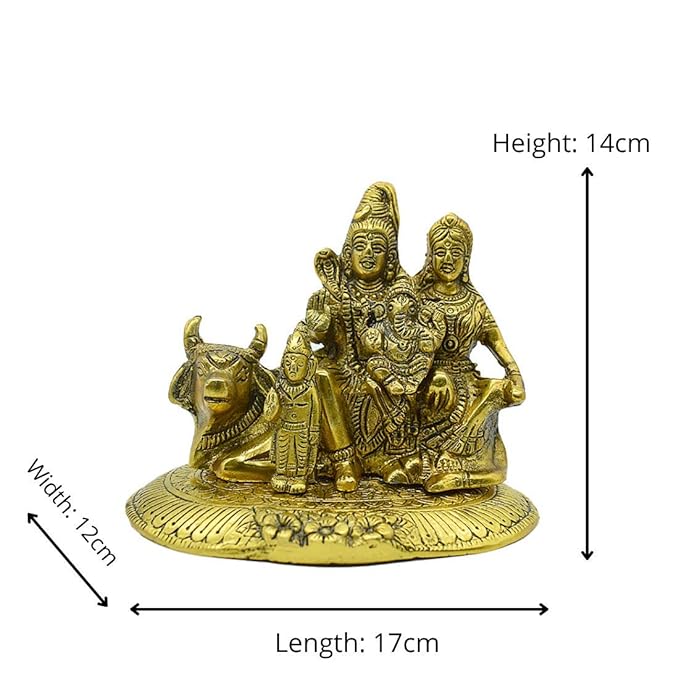 Lord Shiva Family Idol Sitting on Nandi for Home Office Decoration