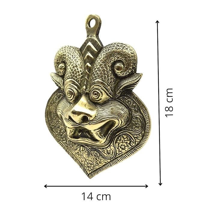 Nazar Battu for Home Entrance Big Size - Brass Kirtimukha Keerthi Mukudu Mukha Idol for Home Entrance