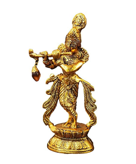 Lord Krishna Playing Flute Standing -Bansuri Kahna Ji Antique Finish Decorative Showpiece.