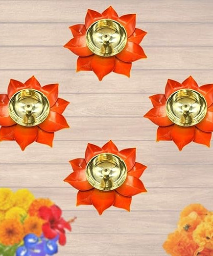 Beautiful Orange Diya ( Pack of 4 ps )