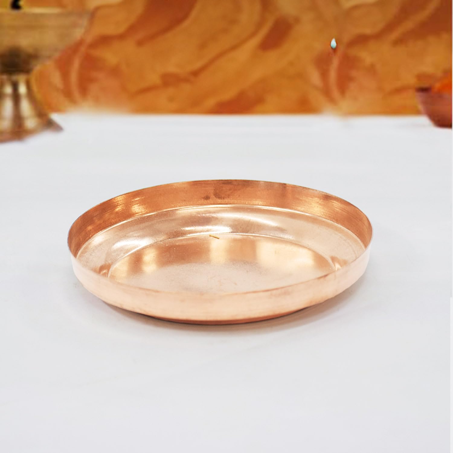 Pure Copper Pooja Plate | Thali Poojan Plate