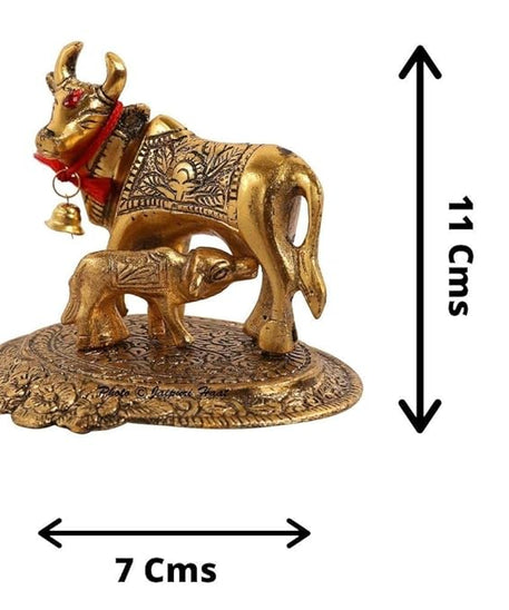 Metal Kamadhenu Cow and Calf Idol