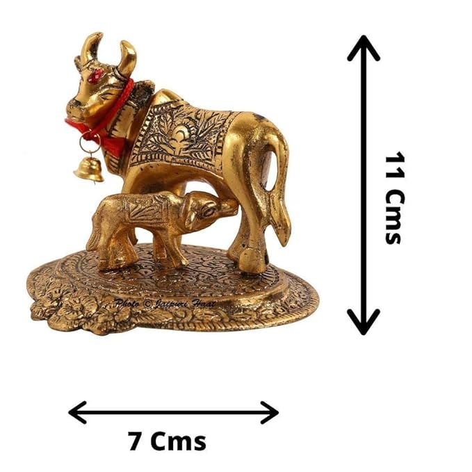 Metal Kamadhenu Cow and Calf Idol