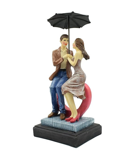 Love Couple Statue Showpiece Sitting on Love Symbol for Home Decor, Engagement and Valentine Day Gift