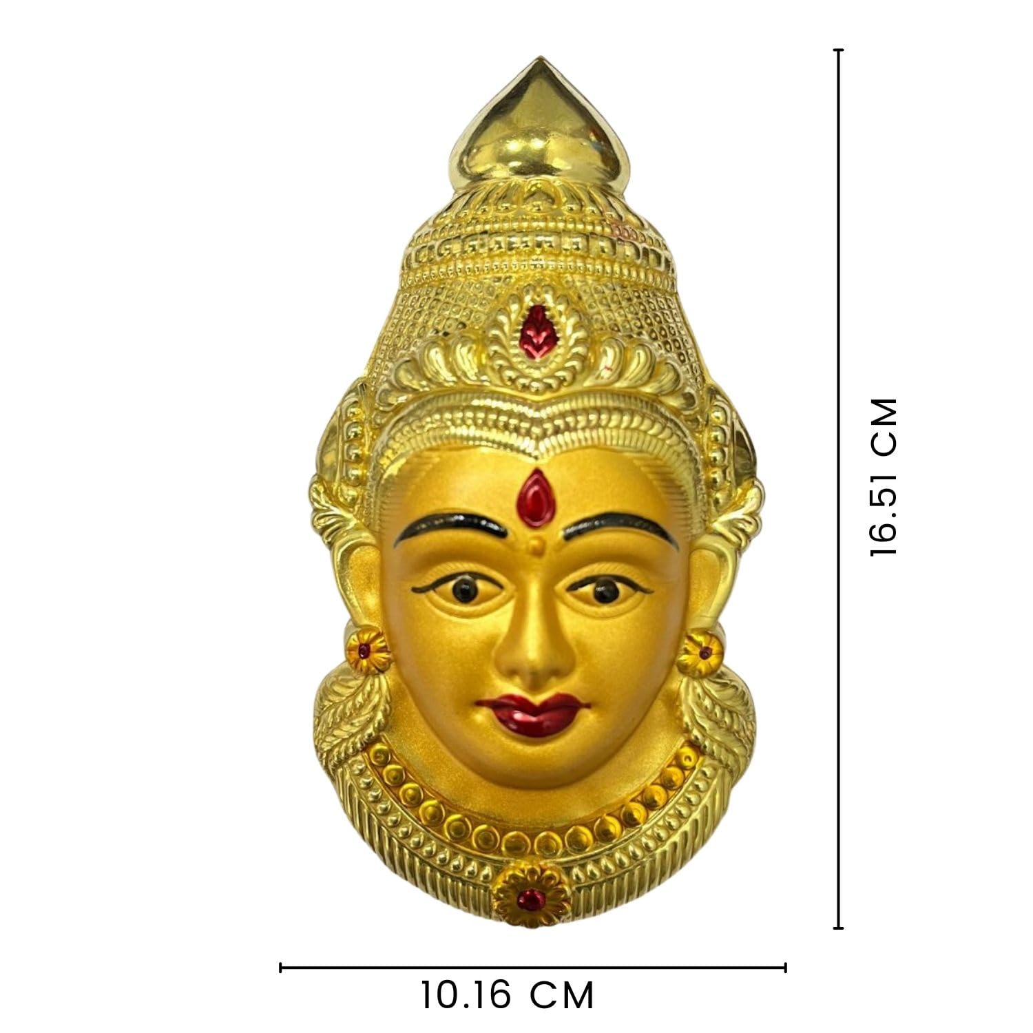 Decorative Varalakshmi Face Yellow Ammavari Face 6.5 inches - Laxmi Mukhota - Amman Face