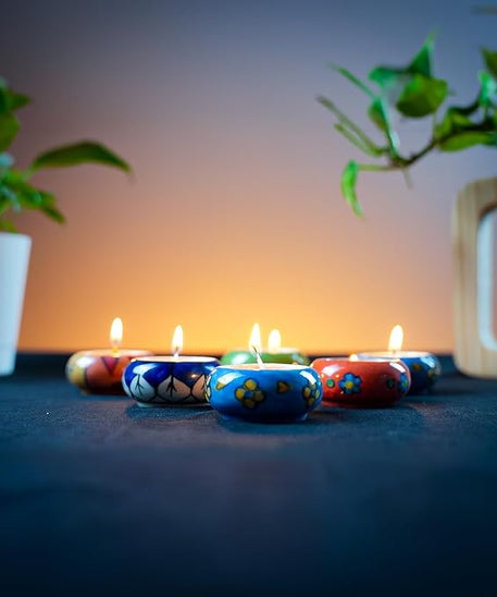 Hand-Painted Ceramic Tea Light Holders