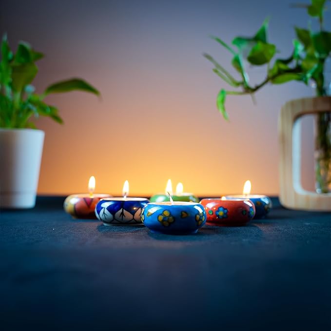 Hand-Painted Ceramic Tea Light Holders