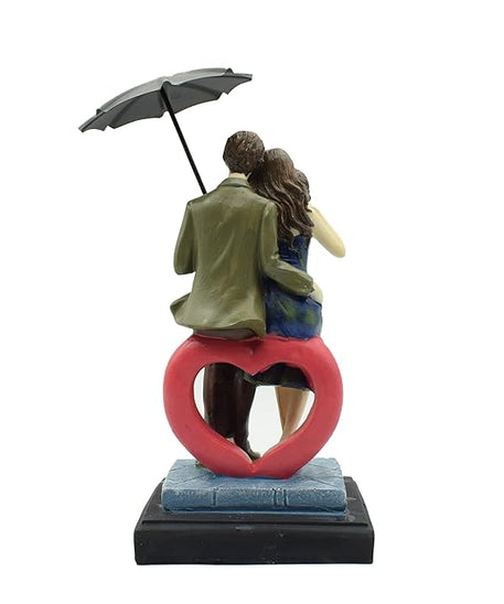 Love Couple Showpiece Statue Sitting on Love Symbol for Valentine Day Gift