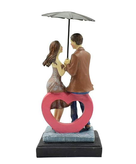 Love Couple Statue Showpiece Sitting on Love Symbol for Home Decor, Engagement and Valentine Day Gift