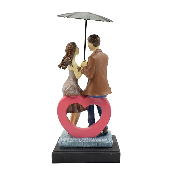 Love Couple Statue Showpiece Sitting on Love Symbol for Home Decor, Engagement and Valentine Day Gift
