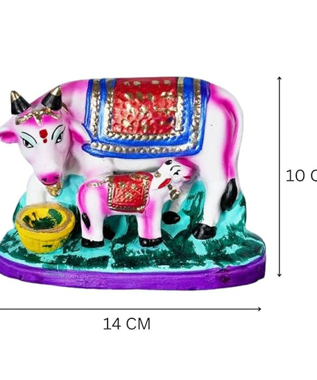 Pasu Kandru Cow Kolu Bommai for Navratri - Handmade Clay Doll - 10 cm