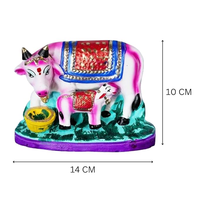 Pasu Kandru Cow Kolu Bommai for Navratri - Handmade Clay Doll - 10 cm