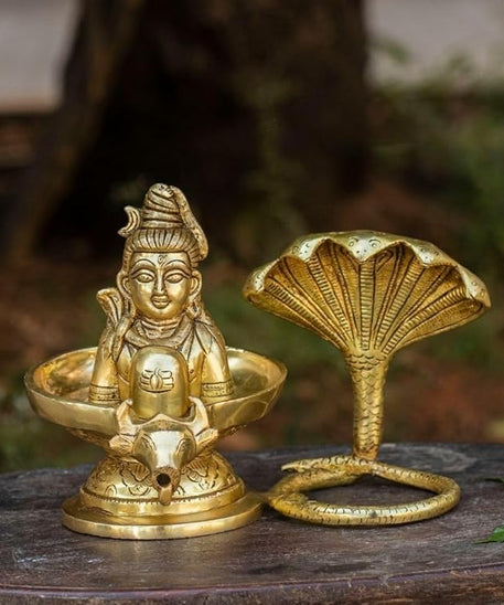 Shivalinga Abhishekam Set Brass Sculpture of Shiva with Nandi