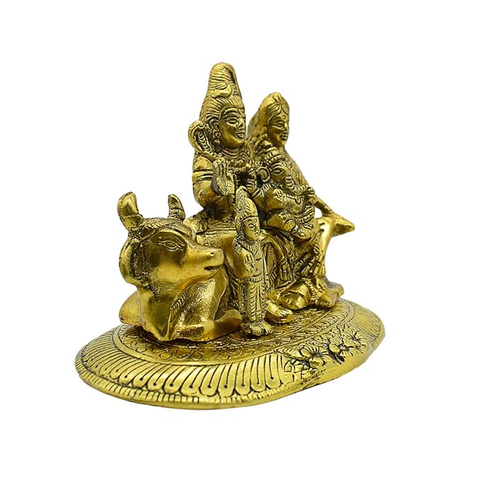 Lord Shiva Family Idol Sitting on Nandi for Home Office Decoration