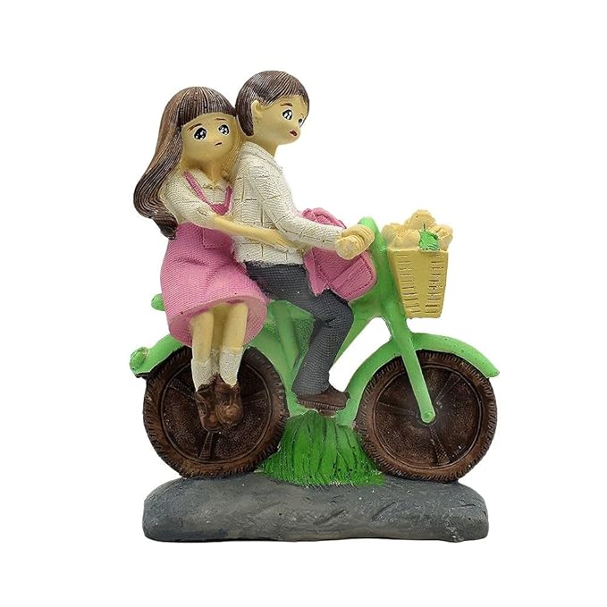 Love Couple Showpiece Sitting on Cycle for Valentine Gift