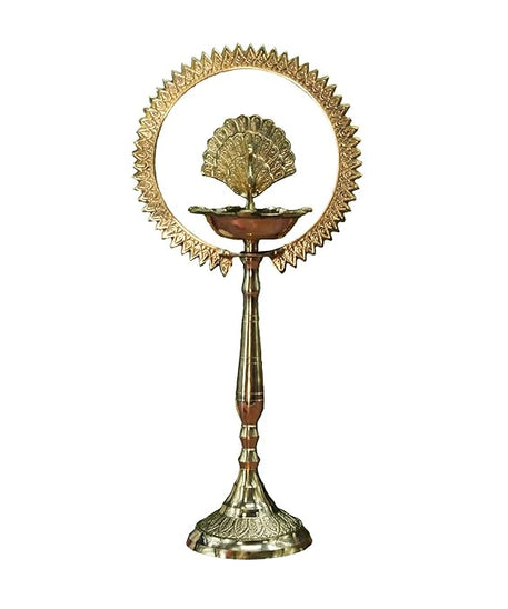 Brass Peacock Diya with Crown Kerala Samai Diwali Deepak-Kuthu Vilakku Peacock Ring Oil Lamp(Pack of 1).