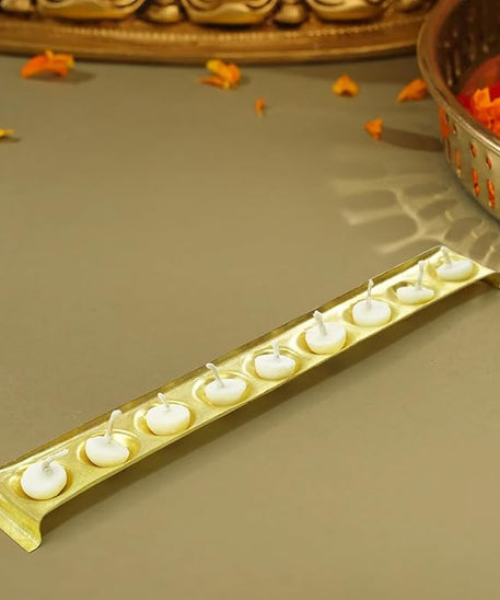 Brass Ghee Diya Holder Rectangle Design-127gm