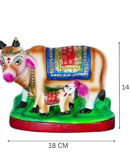 Pasu Kandru Cow Golu Bommai for Navrathri - Handmade Clay Doll - 14 cm