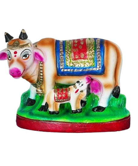 Pasu Kandru Cow Golu Bommai for Navrathri - Handmade Clay Doll - 14 cm