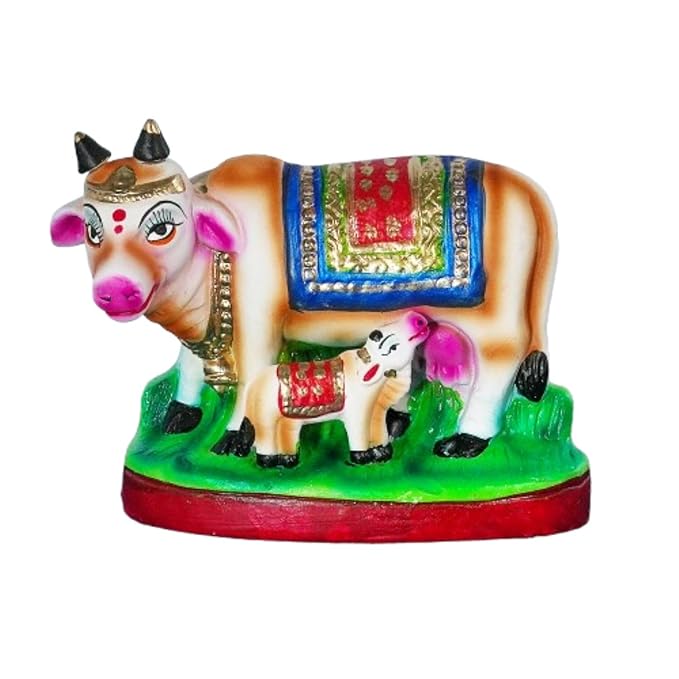 Pasu Kandru Cow Golu Bommai for Navrathri - Handmade Clay Doll - 14 cm