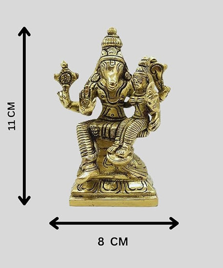 Brass Lakshmi Narasimha Idol / Brass Lord Narasimha with Goddess Lakshmi Statue