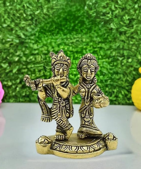 Brass Radha Krishna Showpiece Idol for Home Decor Gifting