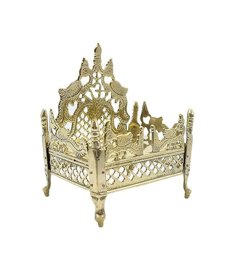 Brass Singhasan with Chatra Used in Temple for Puja
