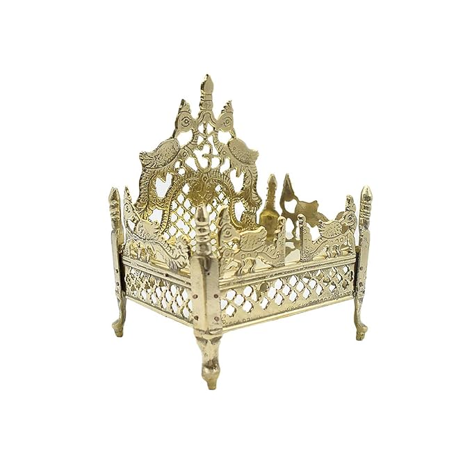 Brass Singhasan with Chatra Used in Temple for Puja