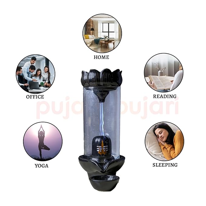 Shivling Design Backflow Smoke Fountain Incense Holder with 10 Backflow Cones