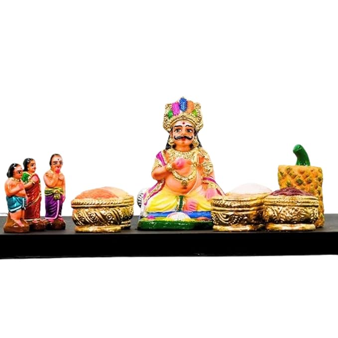 Maya Bazar Clay Golu Dolls Set of 10Pcs | Handcrafted Navaratri Kolu Showpiece