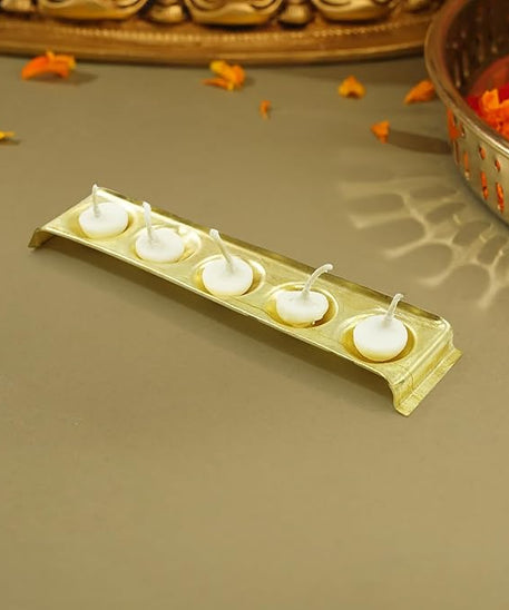 Rectangle Design Brass Ghee Diya Holder Small