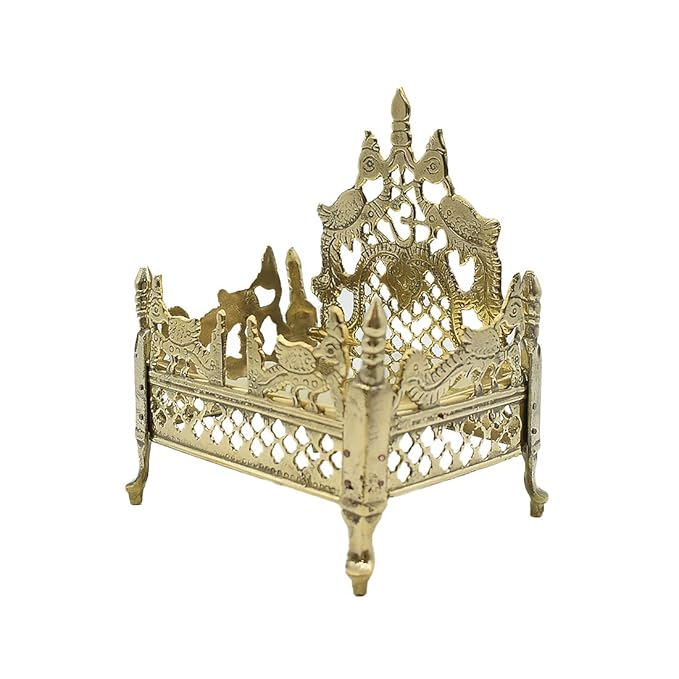 Brass Singhasan with Chatra Used in Temple for Puja