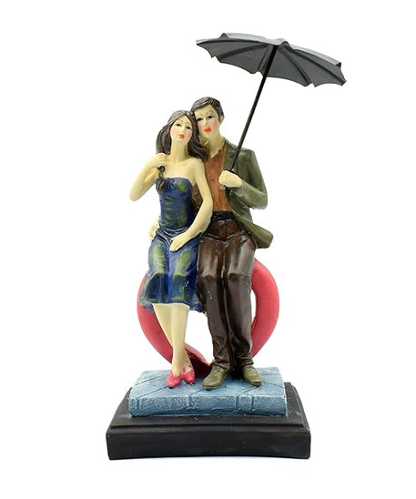 Love Couple Showpiece Statue Sitting on Love Symbol for Valentine Day Gift