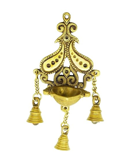 Brass Wall Hanging with Bell Diya Home Office Decor