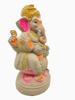 Eco friendly Ganesha Idol with Golden Crown -7 inch