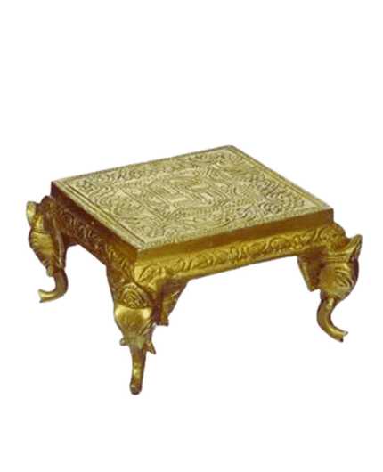 Brass Chowki for Pooja- Elephant Design
