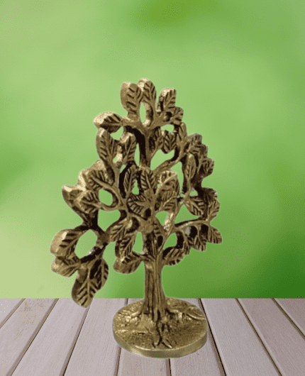 Brass Kalpavriksha Tree of Life /Tree in Antique Golden Finish , Height 15 cm.