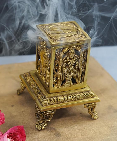 Aarti Brass Loban Dhoop Dani Burner with Bishnu Narayan &amp; Shankh Design