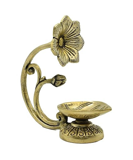 Brass Flower Design Standing Table Diya