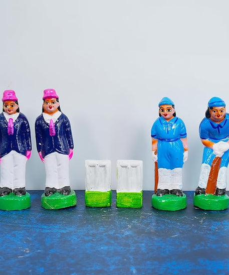 Handmade Clay Cricket Set Golu Dolls for Navrathri