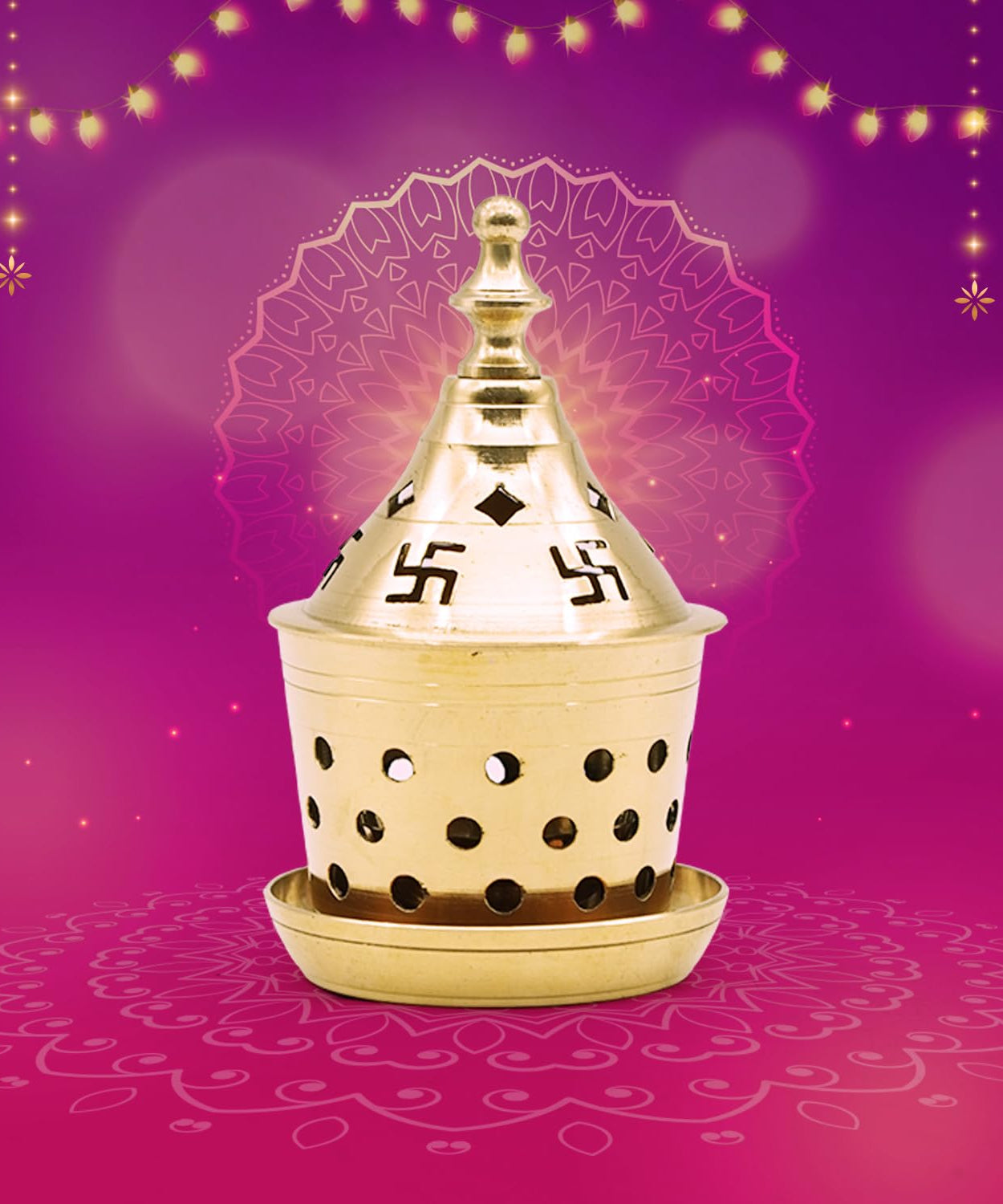 Brass Akhand Diya Kuber Deepak With Cover